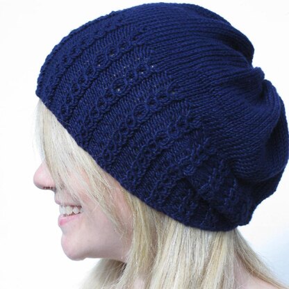 Faux Cable Slouchy Hat