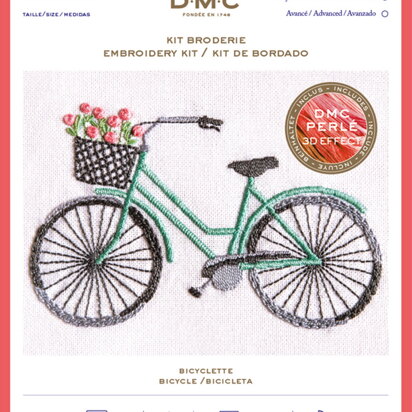 DMC Bicycle Kit - Small Printed Embroidery Kit - 18cm x 12cm