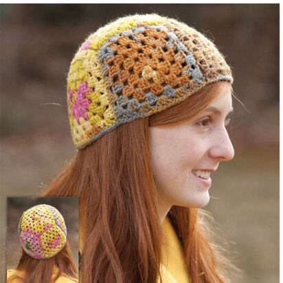 Granny Square Patchwork Hat in Classic Elite Yarns Liberty Wool Prints - Downloadable PDF
