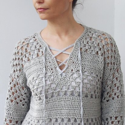 Lace up granny sweater