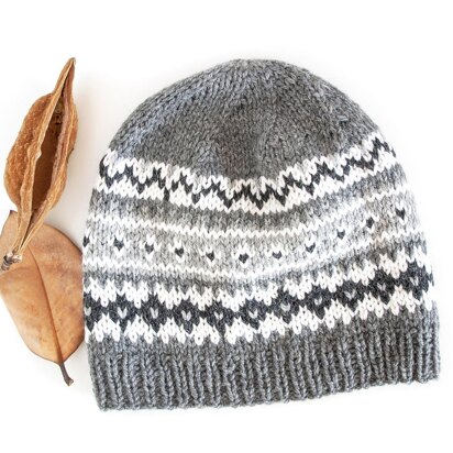 GRAY Fair Isle Hat