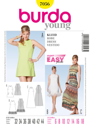 Burda Style Dress Sewing Pattern B7056 - Paper Pattern, Size 6-18