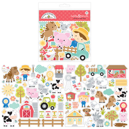 Doodlebug Odds & Ends Die-Cuts - Down On The Farm, 90/Pkg
