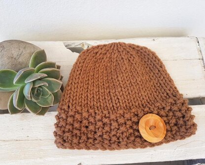 Chunky Moss Stitch Baby Beanie