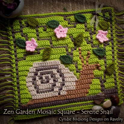 Zen Garden Mosaic Square - Serene Snail
