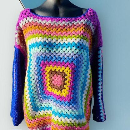 Oversized Granny Square Crochet Jumper