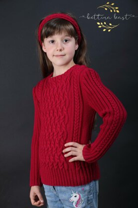 Charmeine - Cable Jumper for Girls Sizes 116, 122, 128, 134, 140 (EU) resp. 6, 7, 8, 9, 10 (US)