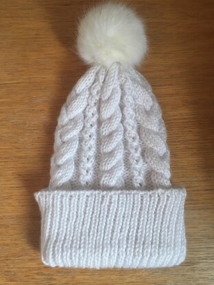 White Cable Hat