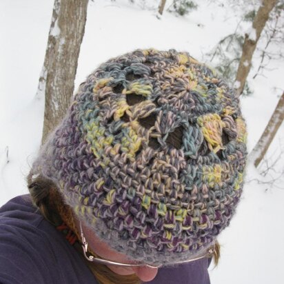 Winter Sunflower - a multi-yarn earflap hat