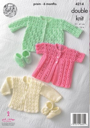Matinee Coats, Cardigan and Shoes in King Cole DK - 4214 - Downloadable PDF