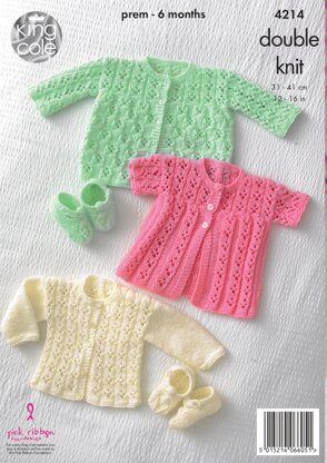 Matinee Coats, Cardigan and Shoes in King Cole DK - 4214 - Downloadable PDF
