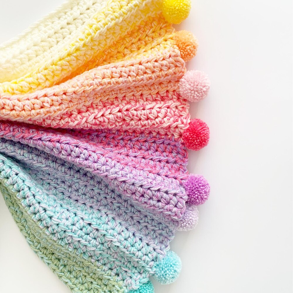 Rainbow pom pom blanket new arrivals