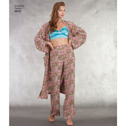 Simplicity 8800 Misses Robe, Pants, Top and Bralette - Paper Pattern, Size A (XS-S-M-L-XL)