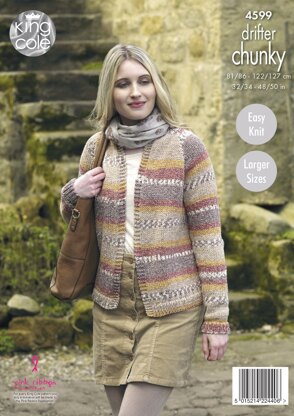 Ladies' Cardigans in King Cole Drifter Chunky - 4599 - Downloadable PDF