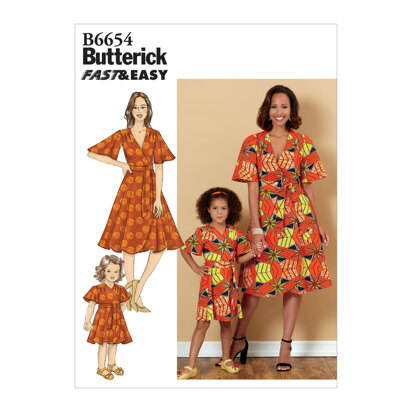 Butterick Misses', Children's and Girl's Dress and Sash B6654 - Sewing Pattern