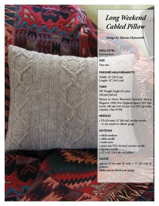 Long Weekend Cabled Pillow