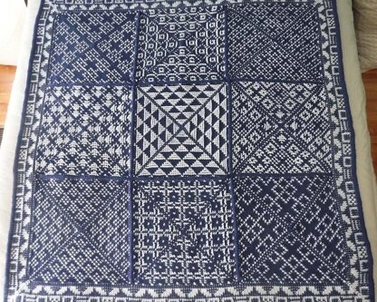 Sashiko Inspired Sampler Tunisian in the Round