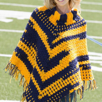 Sporty Crochet Poncho in Red Heart Team Spirit - LW4967 - Downloadable PDF