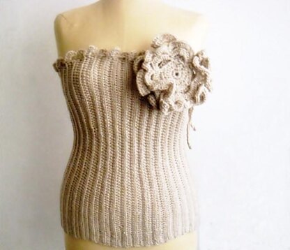 Crochet Bustier with Large Flower