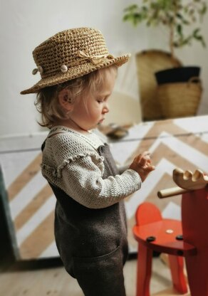 Kid's Boater Brim raffia Hat crochet pattern
