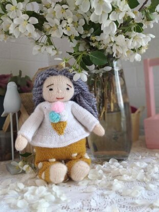 Doll Knitting Pattern - Knitted Doll Marshmallow