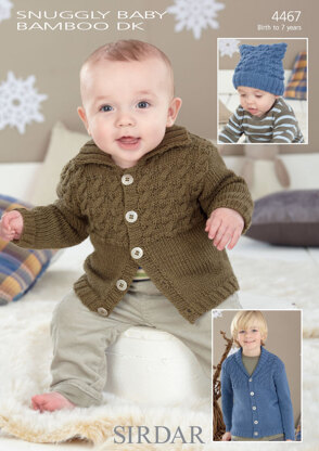 Cardigans and T-Bag Hat in Sirdar Snuggly Baby Bamboo DK - 4467 - Downloadable PDF