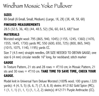Windham Mosaic Yoke Pullover #196