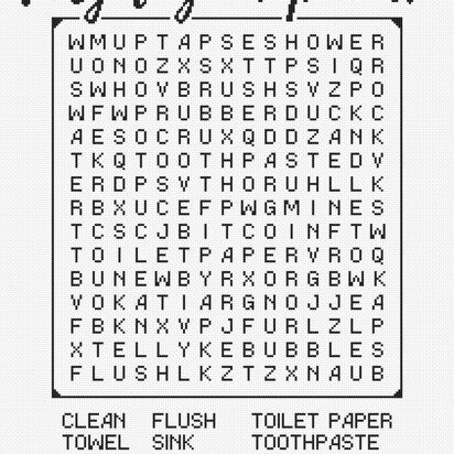 Bathroom Word Search Cross Stitch PDF Pattern