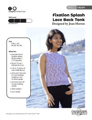 Lace Back Tank in Cascade Yarns Fixation Splash - DK609 - Downloadable PDF