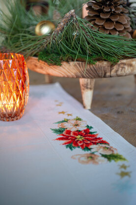 Vervaco Christmas Flowers Aida Tablecloth Cross Stitch kit