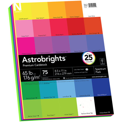 Neenah Paper Neenah Astrobrights Spectrum Cardstock Pack 8.5"X11" 75/Pkg - 25 Colors