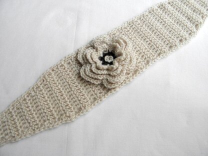 Headband,  earwarmer with 3D flower