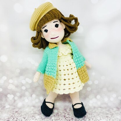 Crochet doll with clothes pattern, amigurumi doll