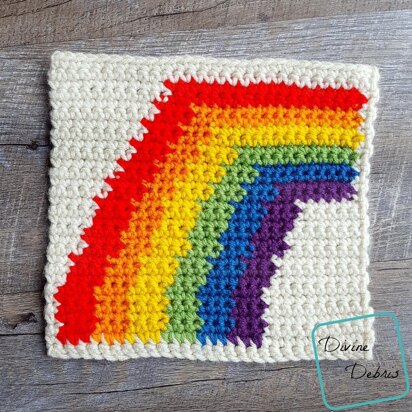 8" Tapestry Rainbow Afghan Square