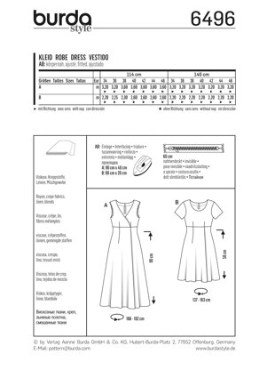 Burda Style Pattern B6496 Women's High Waist Dress