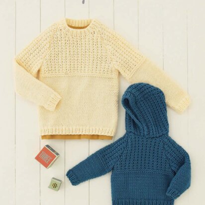 Hooded and Round Neck Sweaters in Hayfield Baby Chunky - 4765 - Downloadable PDF - knitting pattern