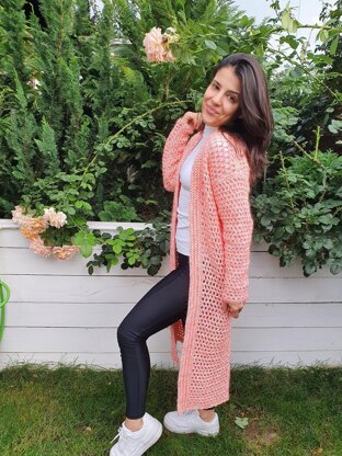 Crochet coat long