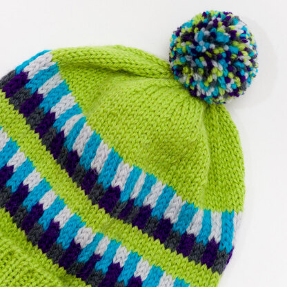 Block Patterned Hat - Free Knitting Pattern in Paintbox Yarns Wool Worsted - Free Downloadable PDF