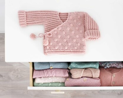 Size 6-12 months- NEO Crochet Crossed Baby Jacket