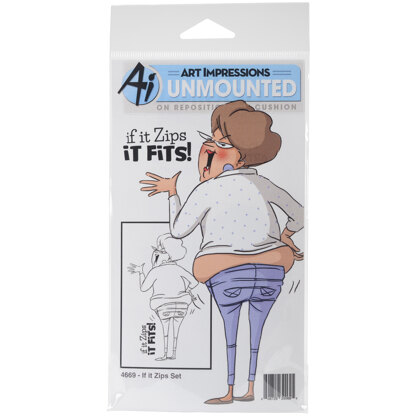 Art Impressions People Cling Rubber Stamps - If It Zips