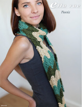 Feather and Fan Stripe Scarf in Ella Rae Phoenix - ER10-03 - Downloadable PDF