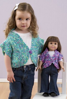 Just Like Me Doll Shrug in Red Heart Gumdrop - LW3146