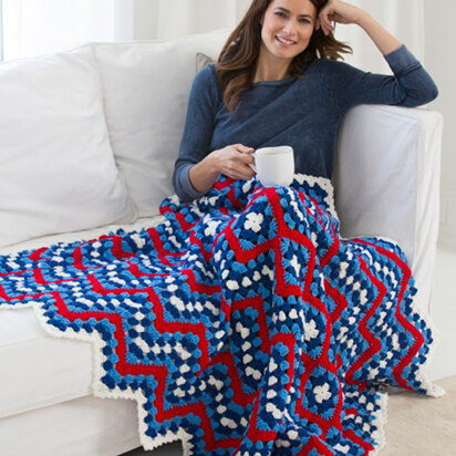 Patriotic Pride Throw in Red Heart Super Saver Economy Solids - LW4601 - Downloadable PDF