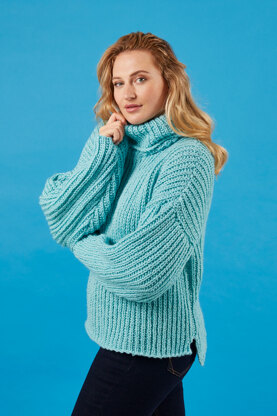 Cuddle Sweater - Free Jumper Knitting Pattern for Women in Paintbox Yarns 100% Wool Chunky Superwash by Paintbox Yarns