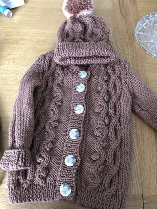 Girl’s Aran Cardigan and hat