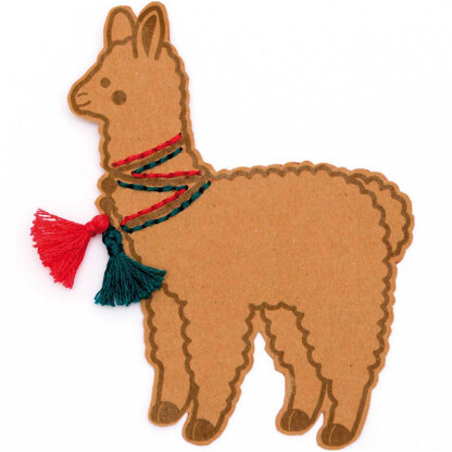 Rico Christmas Llama Tree Decoration Embroidery Kit (8 pcs) - Natural