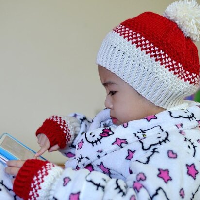 Winter Snow Hat and Mittens - knitting pattern