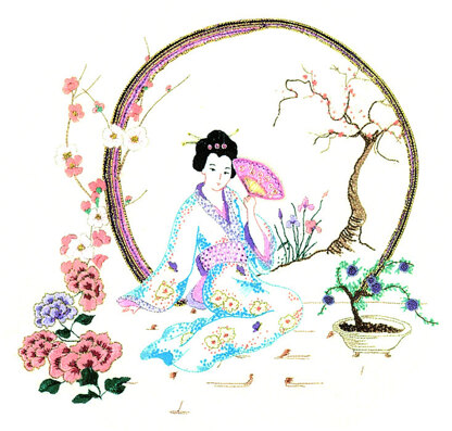 Rajmahal Japanese Garden Printed Embroidery Kit - 21 x 24cm