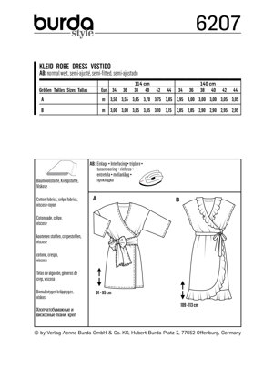 Burda Style Misses' Wrap Dress with Tie Bands, Hem and Neckline Flounces B6207 - Paper Pattern, Size 8-18