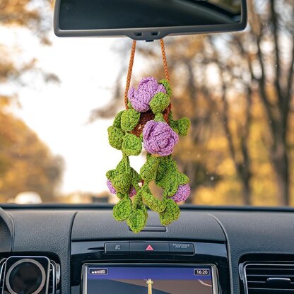 Purple Rose Basket Car Hanging